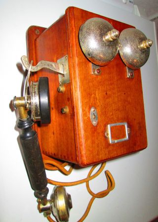 Lb Wandstation Mit Mikrotel Ga 22 Tolles Antikes Wandtelefon Um 1900/1920 Bild