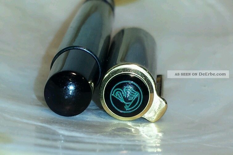 Pelikan FÜllfederhalter KolbenfÜller Stylograph Fountain Pen F Green Antike Bürotechnik Bild