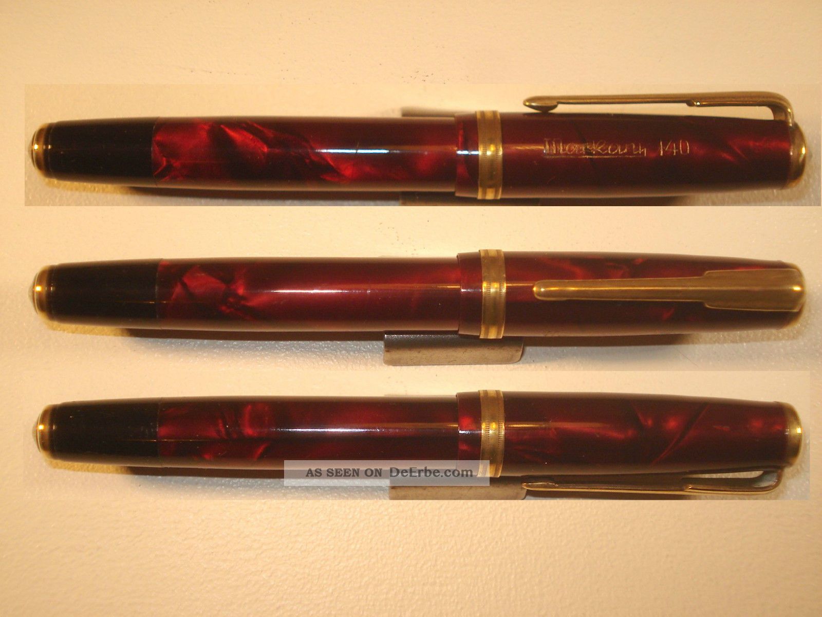 Markant 140 Rot Kolbenfüller Zelluloid Damenfüller Fountainpen Antike Bürotechnik Bild