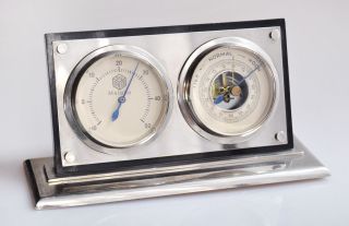 Tisch Wetterstation Thermometer Barometer Retro Vintage Werbegeschenk Von Wedico Bild
