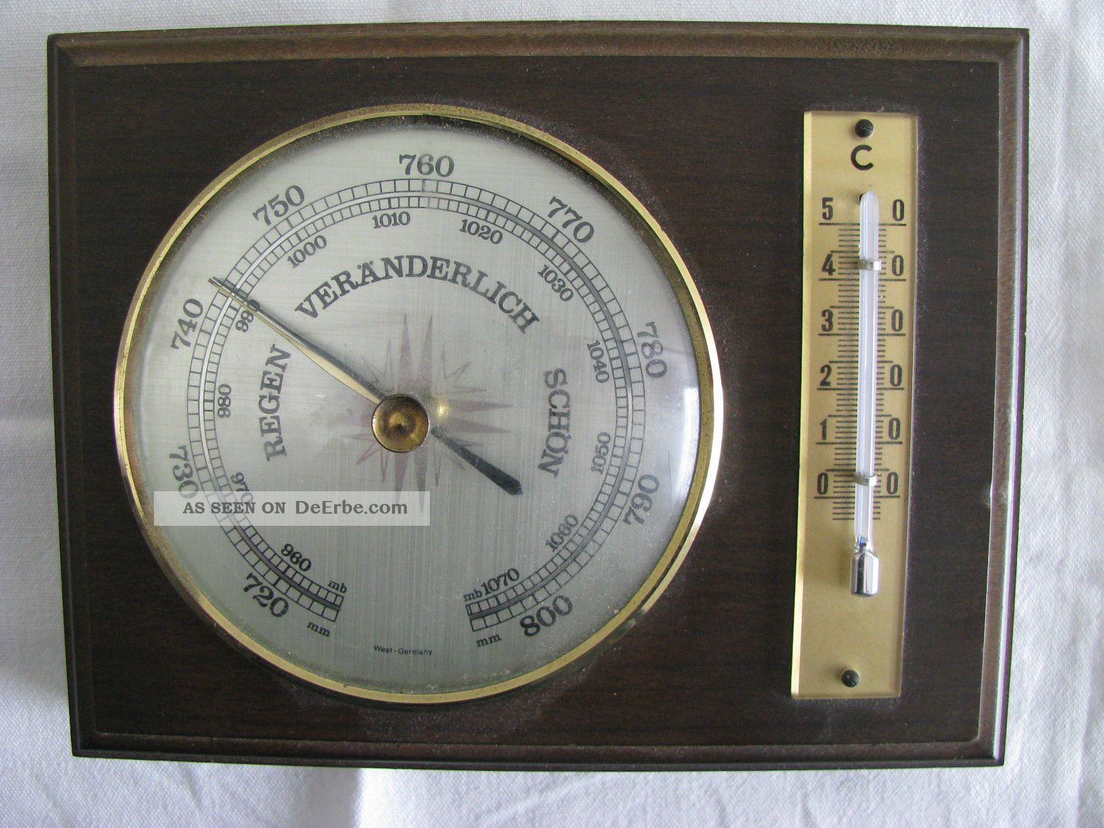 Wetterstation Barometer Und Thermometer 60er Jahre Wettergeräte Bild