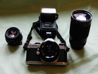 Pentax Mg - Kamera Mit 3 Wechselobjektive,  1.  28 Mm,  2.  50 Mm,  3 Zoom 35 - 200mm Bild