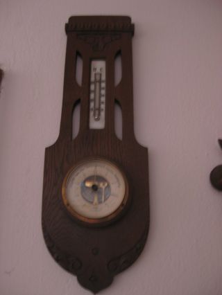 Antike Wetterstation Barometer Thermometer Jugendstil Bild
