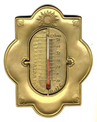 Altes Thermometer Aus Messing Messingthermometer Reaumur Fahrenheit Celsius Rar Bild