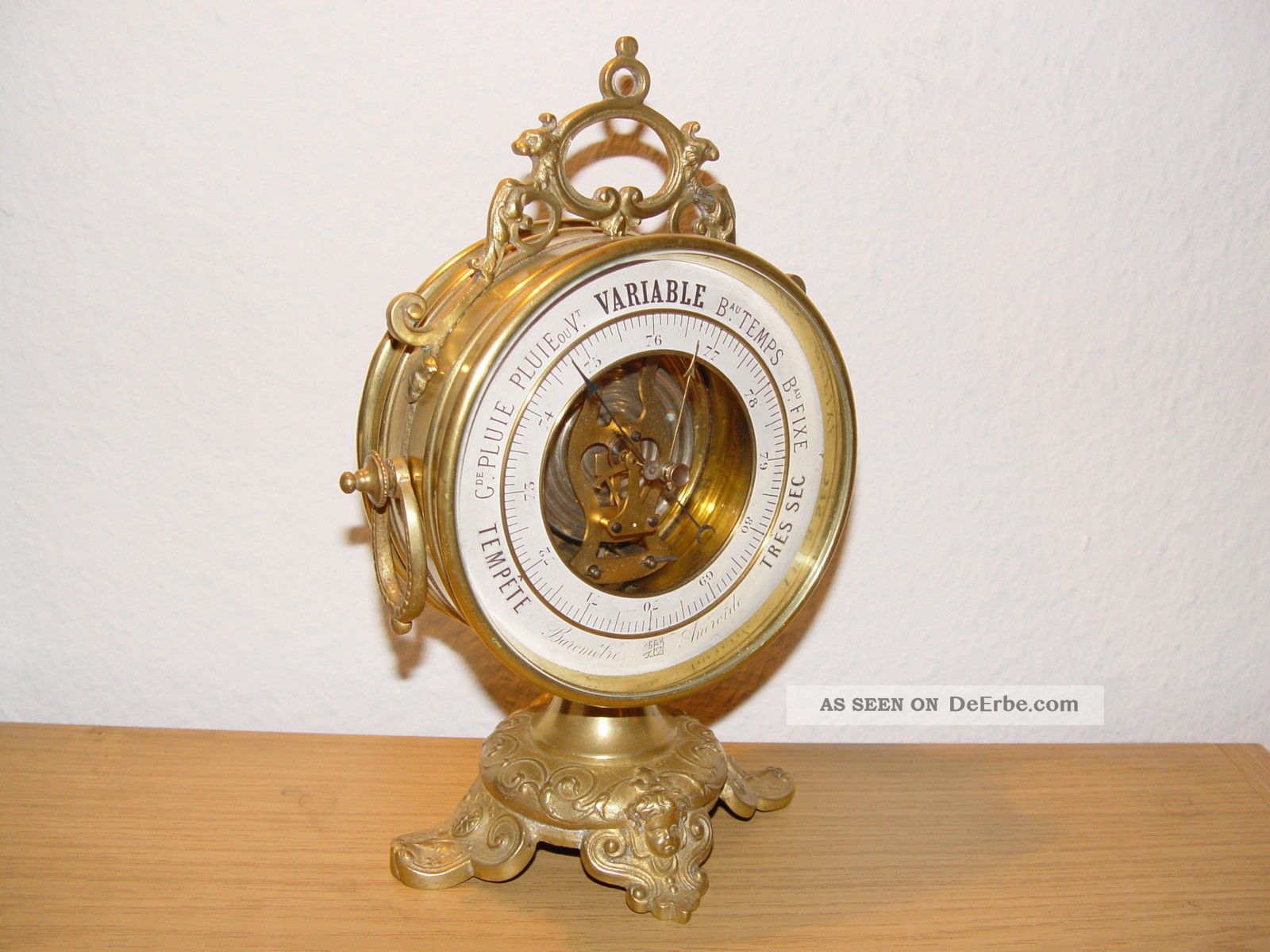Antikes Aneroid - Barometer Von Antoine Redier 1817 - 1892 Messing - Standgehäuse Wettergeräte Bild