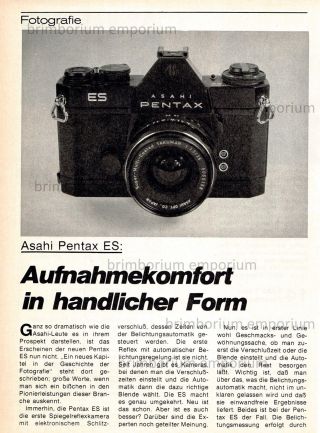 Asahi Pentax Es Spiegelreflexkamera - Test Von 1973 Bild