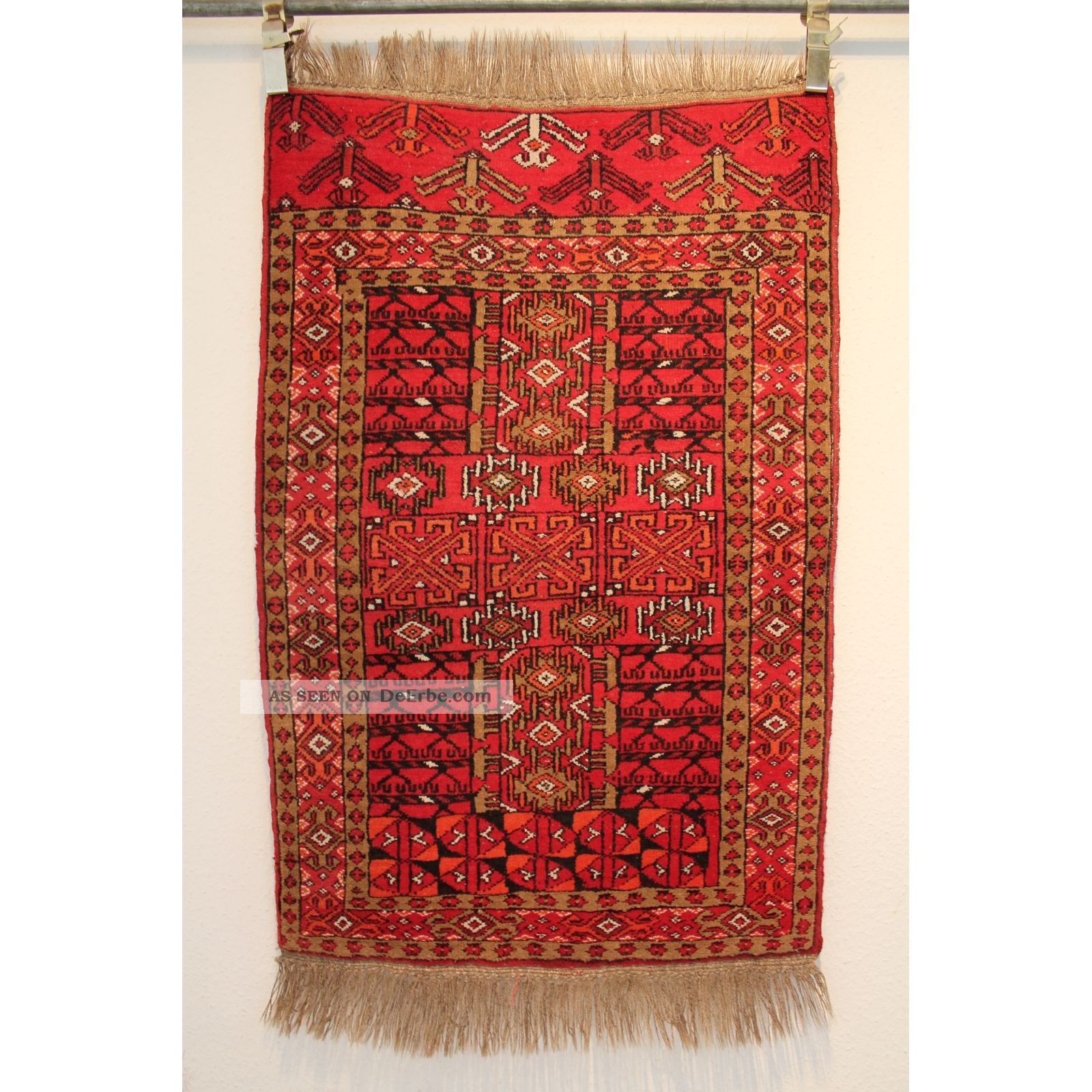 Alter Handgeknüpfter Orientteppich Afghan Art Deco Old Rug 80x125cm Carpet 256 Teppiche & Flachgewebe Bild