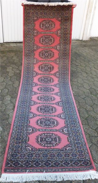 HandgeknÜpfter Orientteppich Karachi Rose Teppich LÄufer BrÜcke 284 X 80 Cm Bild