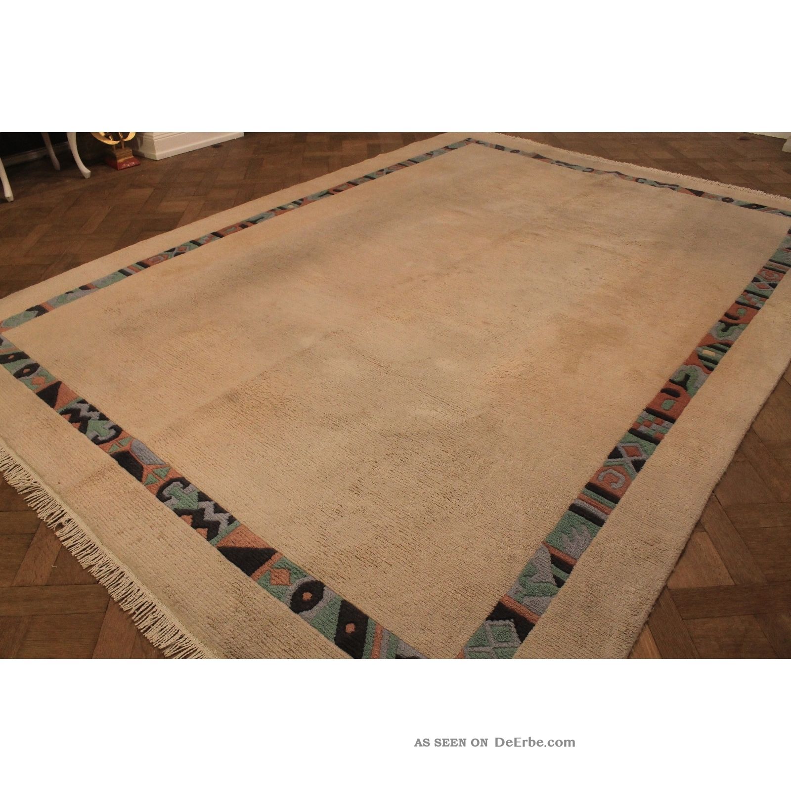 Schöner Dekorativer Handgeknüpfter Orientteppich Nepal Uni Tappeto 255x355cm Teppiche & Flachgewebe Bild