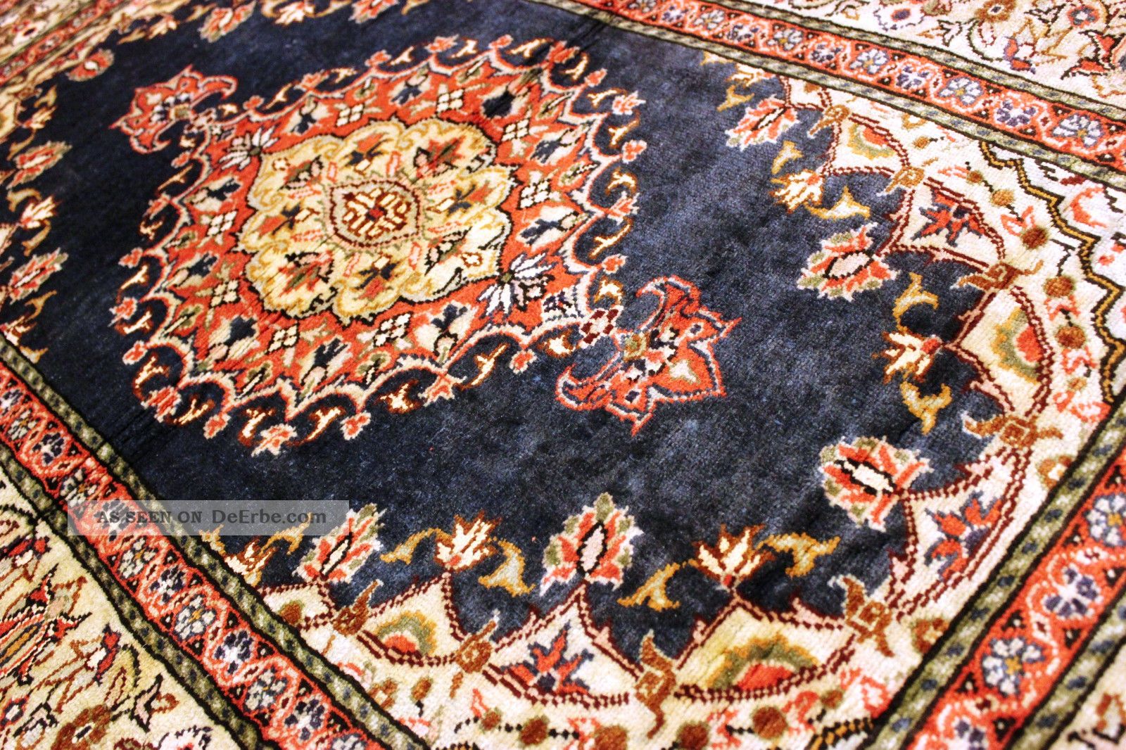 Antiker Seidenteppich Kayseri Seide Teppich Gebetsmotiv Top Silk Seta 139x90cm Teppiche & Flachgewebe Bild
