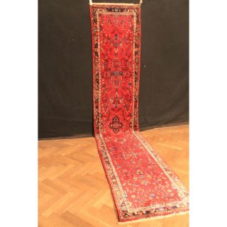 Wunderschöner Handgeknüpfter Blumen Vasen Sa Rug Orientteppich Läufer 85x405cm Bild