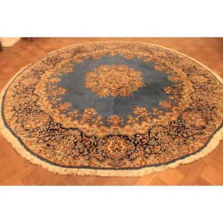 Prachtvoller Runder Handgeknüpfter Perser Orientteppich Kirma Spiegel Teppich Bild