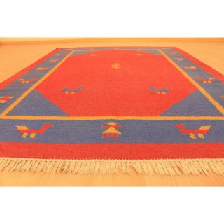 Schöner Handgewebter Orientteppich Kelim Kilim Carpet Rug 198x143cm Gabbeh 193 Bild