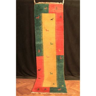 Wunderschöner Handgeknüpfter Perser Teppich Gabbeh Tappeto Rug 300x80cm Läufer Bild