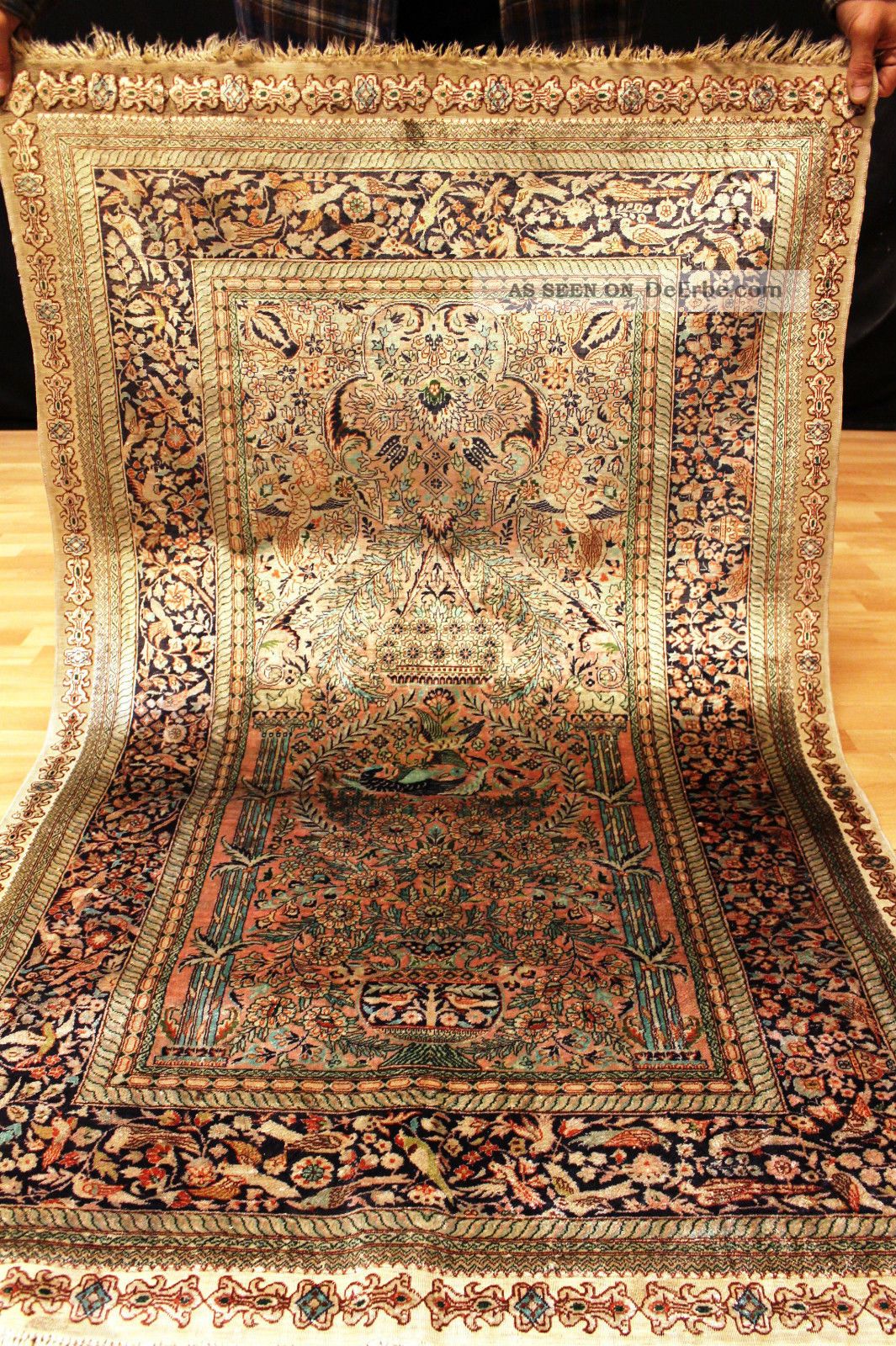 Feiner Bilder Ch Hereke Seidenteppich M Tiere 153x92cm Orient