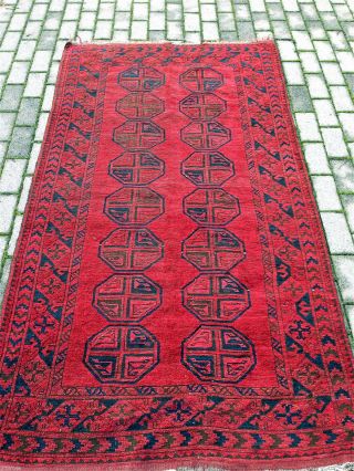 Teppich Handgeknüpft Afghan.  Afkan 205x115 Cm Alt Carpet Tappeto Tapis Bild