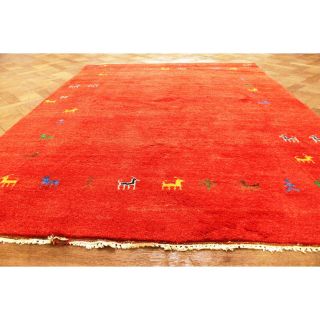 Wunderschöner Handgeknüpfter Perser Teppich Gabbeh Rot Tappeto Rug 245x170cm Bild