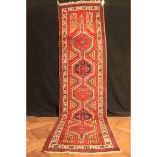 Antik Alter Handgeknüpfter Perser Orient Teppich Iris Old Carpet Läufer 90x330cm Bild