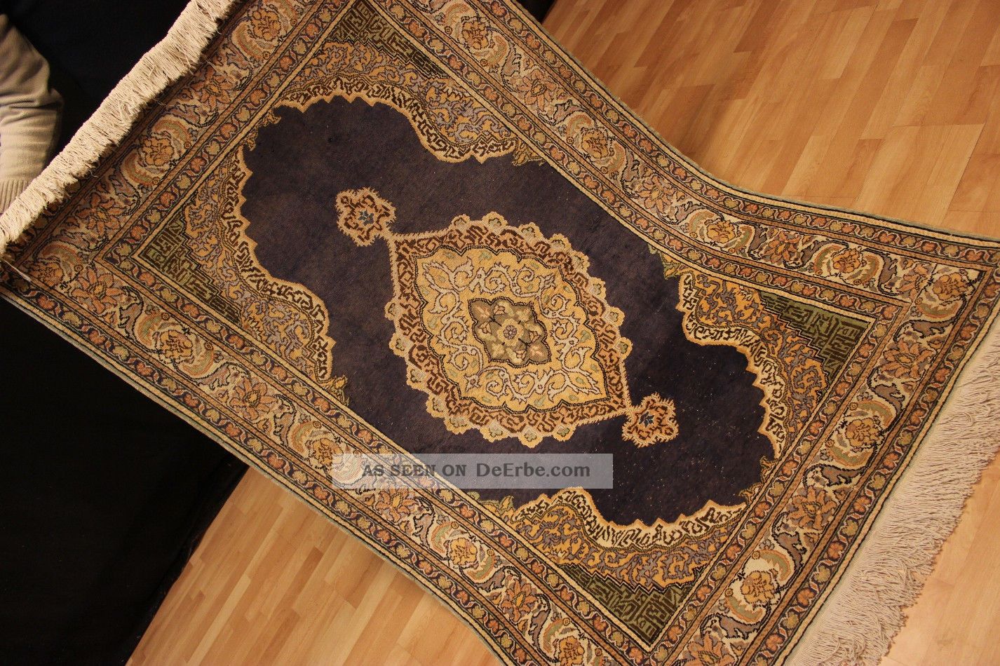 Antiker Seidenteppich Kayseri Seide Teppich Gebetsmotiv Silk Seta 188x119cm Teppiche & Flachgewebe Bild