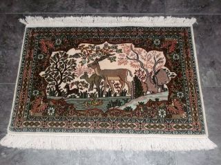 Echter Handgeknüpfter Teppich Kaschmir Seide Orientteppich Silk Sammlerstück Bild