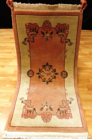Aubusson Art Deco China Teppich Seiden Glanz 140x70 Cm 3441tappeto Carpet Bild