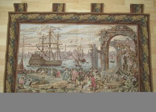 Großer Wandbehang Gobelin Wandteppich Karavelle Segelschiff 90 X 140 Bild