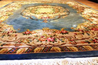 Aubusson Art Deco China Teppich Seiden Glanz 370x280 Cm 3386 Tappeto Carpet Bild