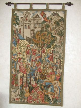 Wandteppich Gestickt,  Mittelalterliches Burgmotiv Bild