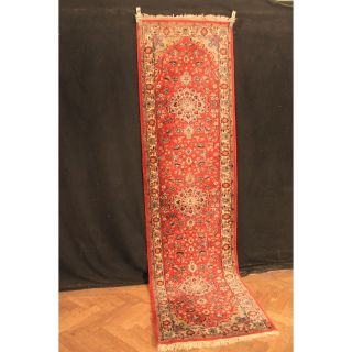 Schöner Handgeknüpfter Orientteppich Kaschmir Blumen Teppich Läufer 80x300cm Bild