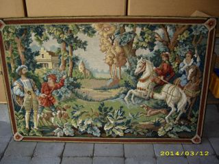 Junghans Großer Wertvoller Gobelin Jagd Wandteppich Wandbehang Wand - Bildteppich Bild