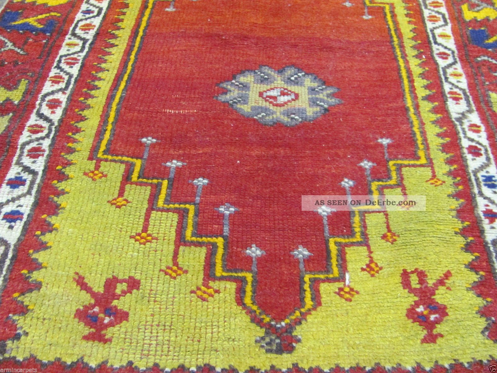 Antike Schöne Alte Handgefertigte Türkische Wolle Auf Wolle Teppich - 123 X 93 Cm Teppiche & Flachgewebe Bild