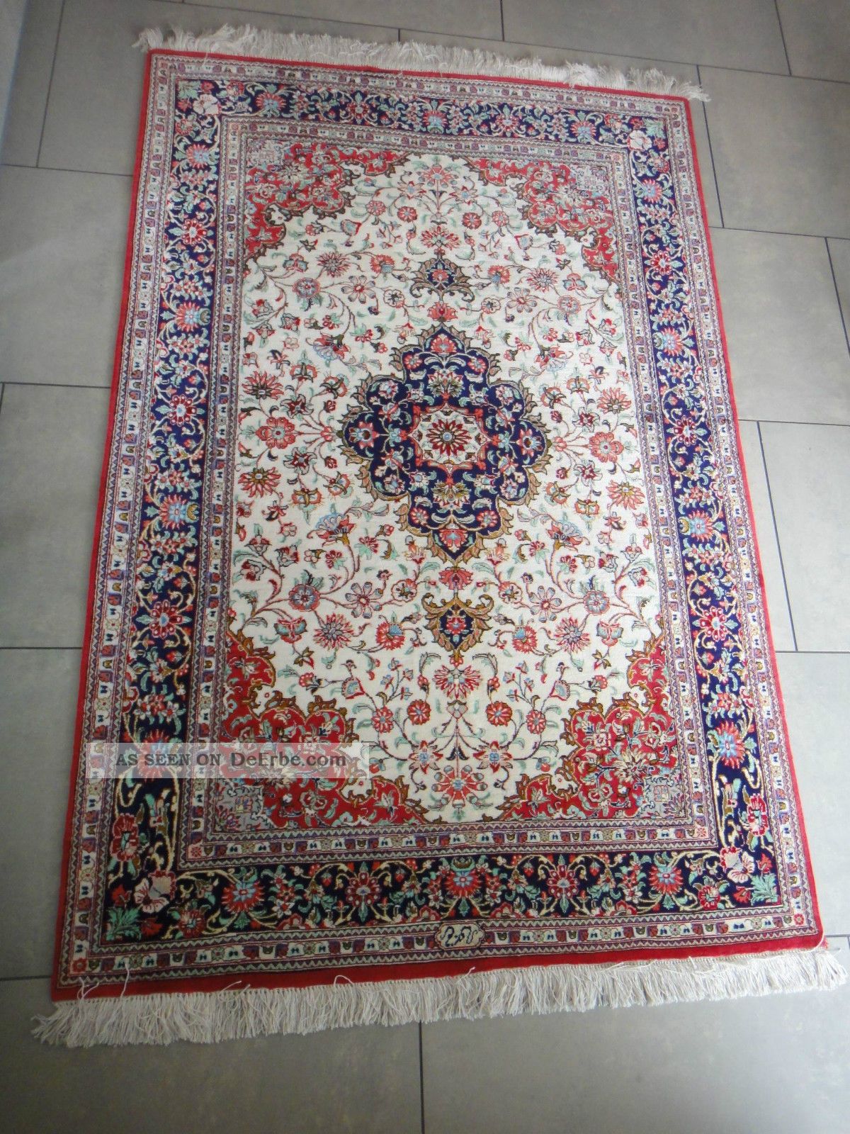 Handgeknüpfter Persischer Gom Seidenteppich - 151x100 Cm Hervorragende Qualität Teppiche & Flachgewebe Bild