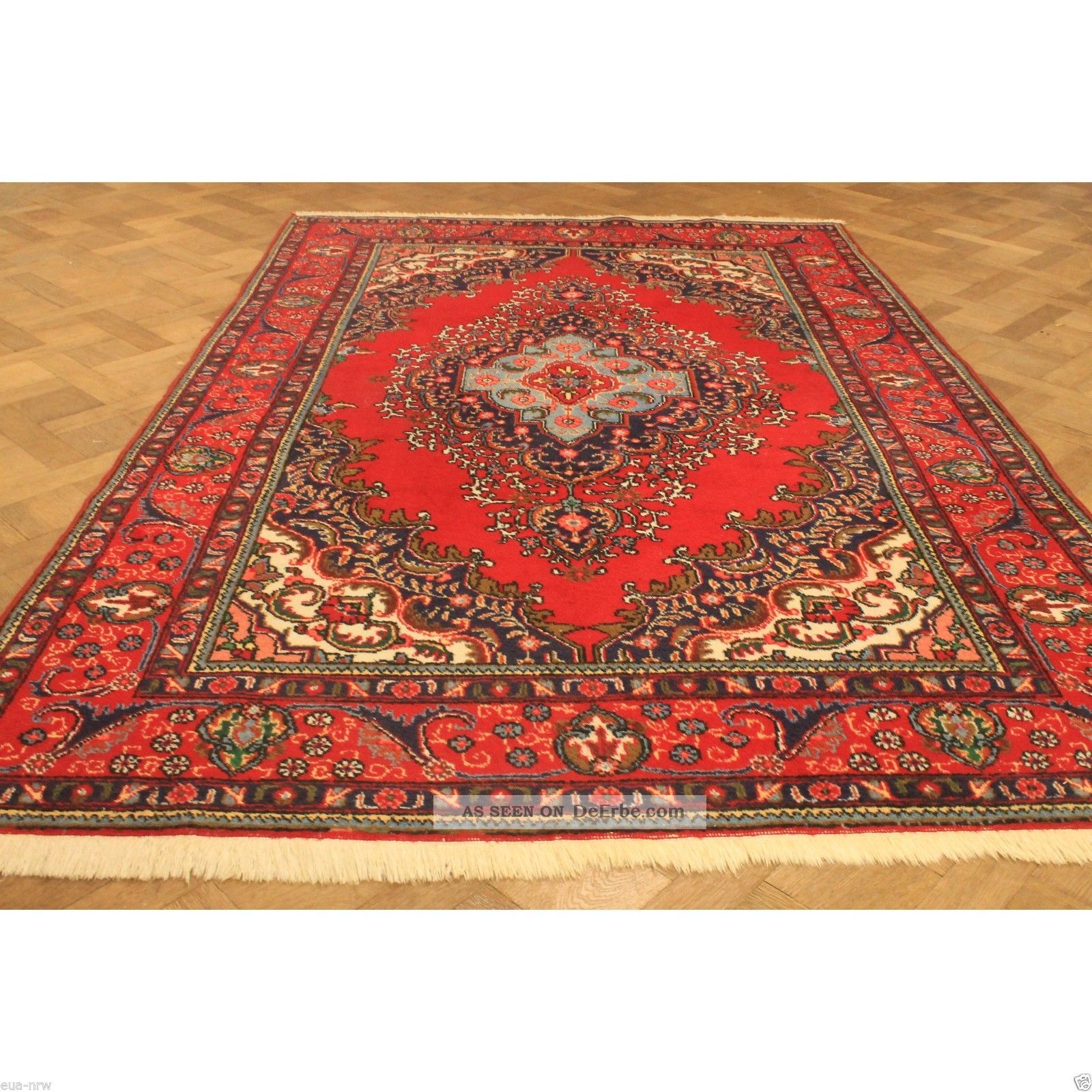 Edelder Handgeknupfter Orient Palast Blumen Teppich Jugendstil