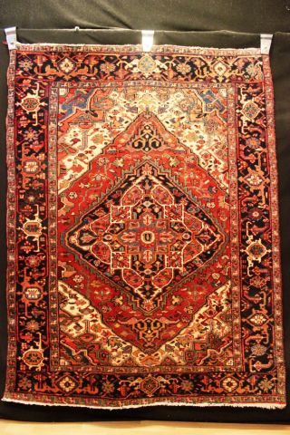 60 Jahre Antiker Heriz 192x146cm Kasak W.  Serapi Orient Teppich Rug Carpet Kazak Bild