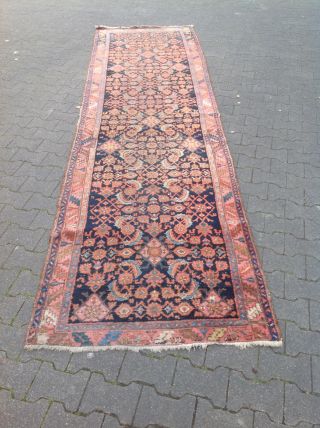 Antiker Teppich Läufer Aus Persien 390 X 105 Cm Schöne Farben Und Muster Nomaden Bild