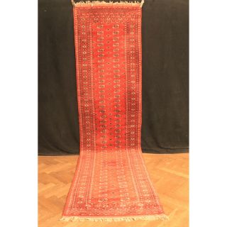 Schöner Handgeknüpfter Orientteppich Buchara Jomut 380x95cm Läufer Carpet Rug Bild