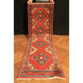 Feiner Handgeknüpfter Perser Orient Iris Läüfer Galerie 190x60cm Carpet Rug Bild