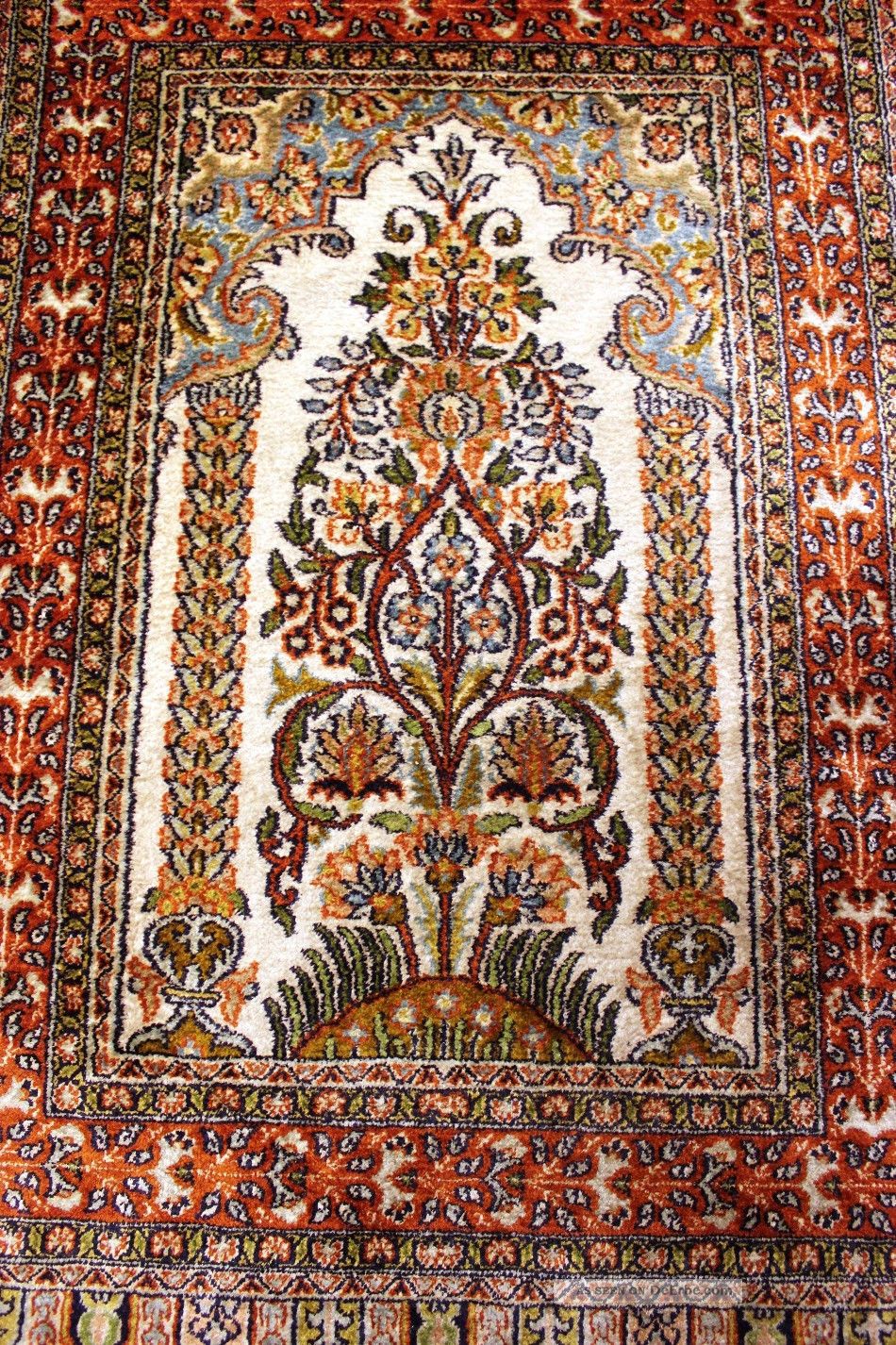 Seidenteppich Vasen Kaschmir Seide  Teppich Silk Old Rug 60x95cm Teppiche & Flachgewebe Bild