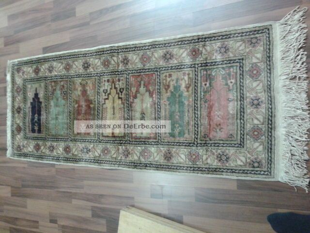 Echter Orientteppich 166x60cm Gebetsmotiv Handgeknüpft Seidenteppich Teppiche & Flachgewebe Bild