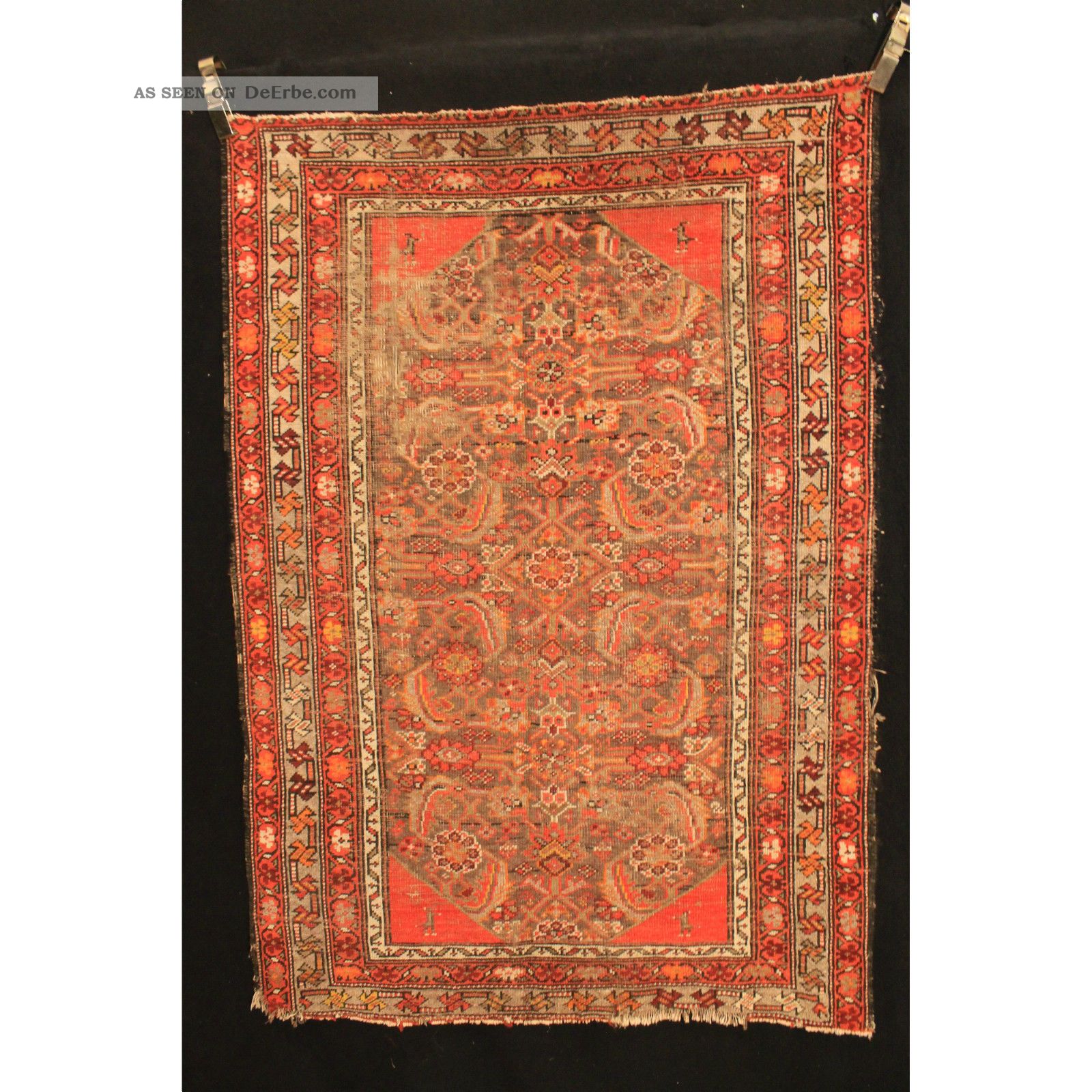 Ca 120 Jahre Antiker Handgeknüpfter Sammler Teppich Fragment Tappeto Carpet Teppiche & Flachgewebe Bild
