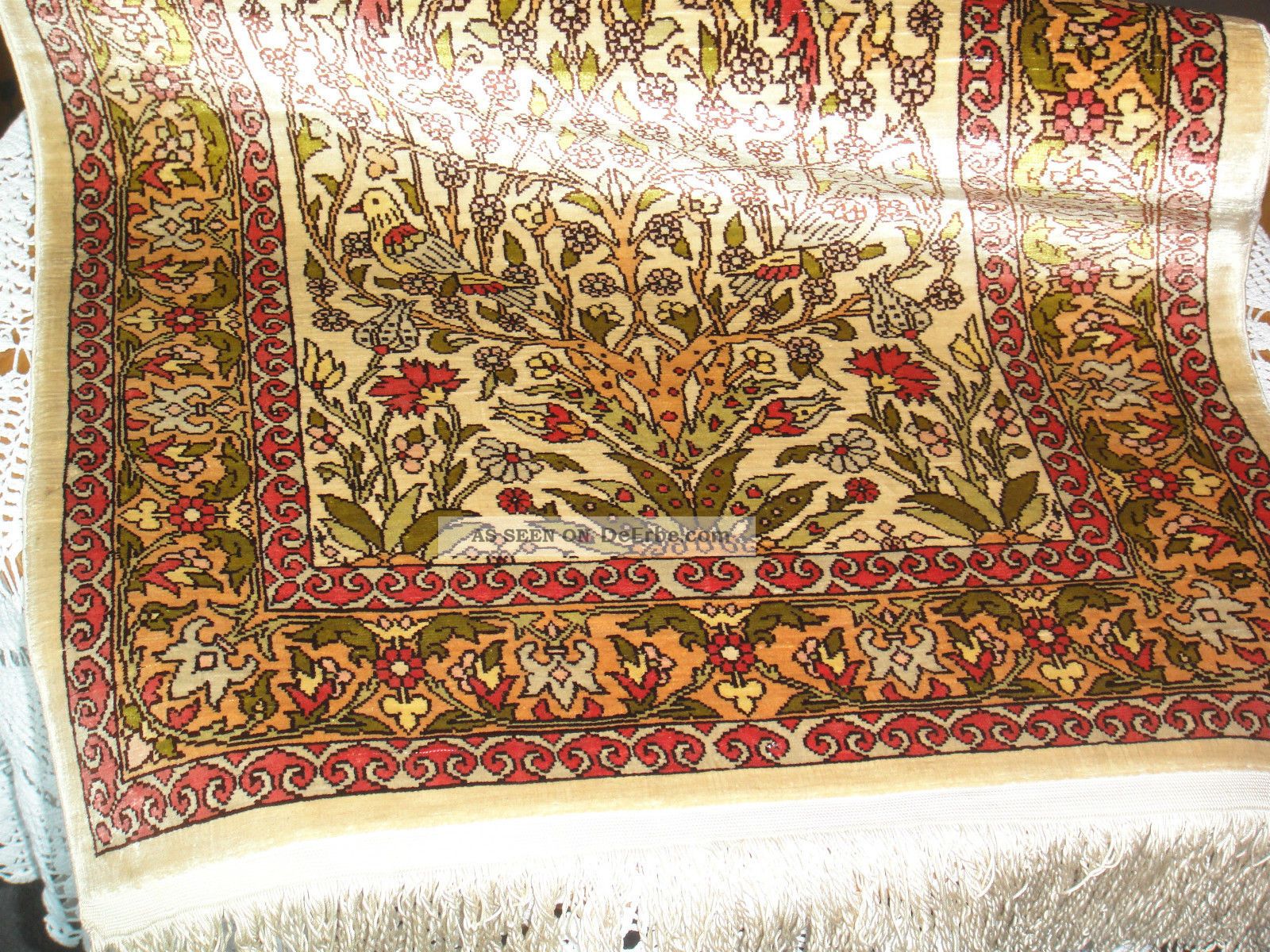 Türkische Hereke Seidenteppich Signiert,  Natur Seide Auf Seide,  1,  2 Million Knoten Teppiche & Flachgewebe Bild