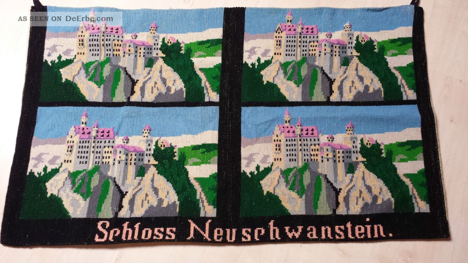 Altes Stickbild - Wandbehang - Schloss Neuschwanstein - Ca.  50 Jahre Alt Teppiche & Flachgewebe Bild
