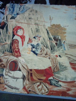 Alter Wandteppich,  Stickbild,  Kreuzstich,  60x73cm,  Aus Kriegszeiten Bild