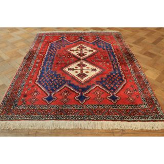 Antiker Alter Handgeknüpfter Orientteppich Kazak Shiraz Tappeto 230x160cm Rug Bild