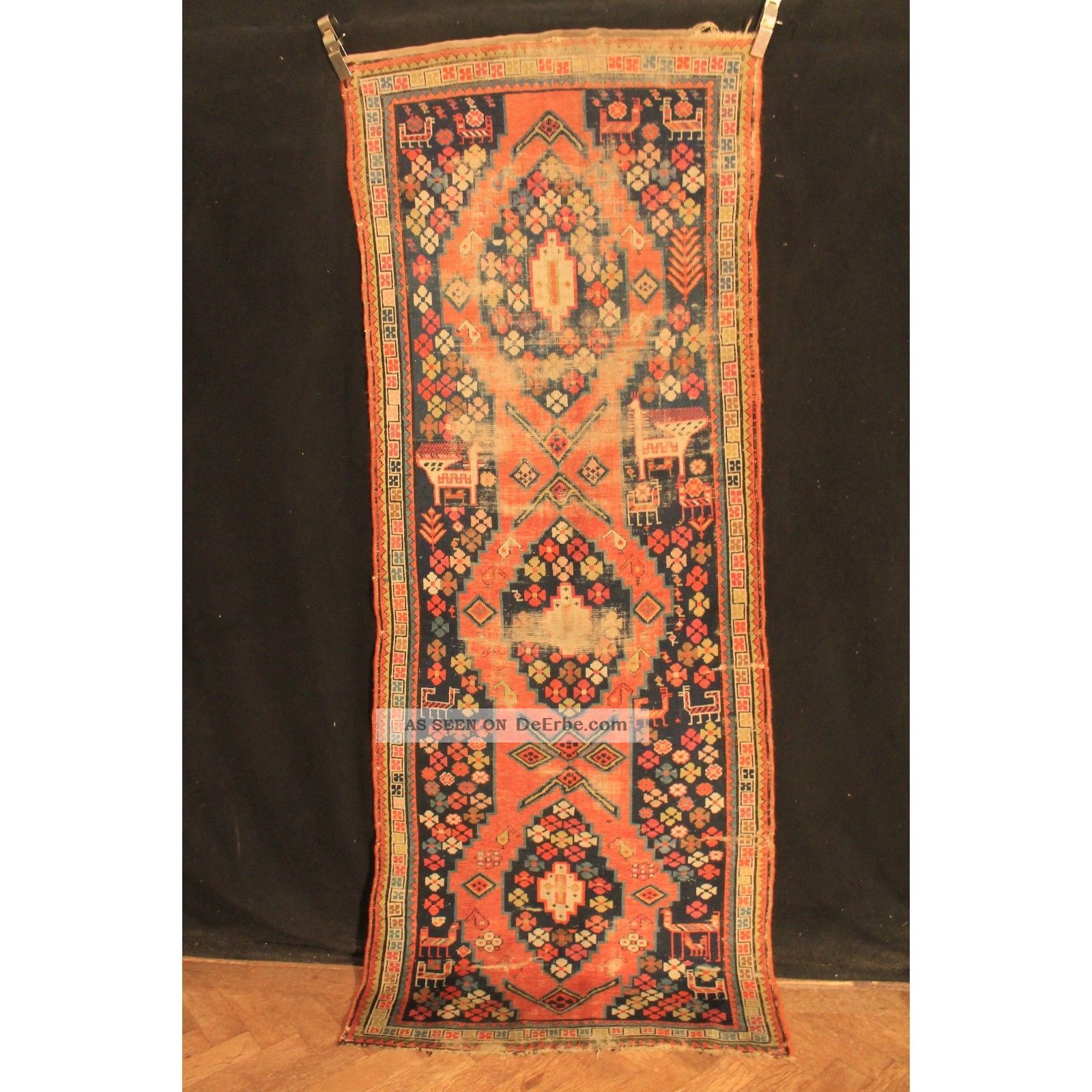 Antiker Alter Handgeknüpfter Orientteppich Kazak Kasak Shirwan Old Rug Runner Teppiche & Flachgewebe Bild