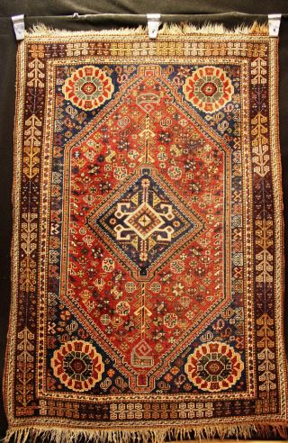 70 - 80 Jahre Antiker Khamsee Gashgai Kazak Teppich Old Rug Carpet 195x135cm Bild