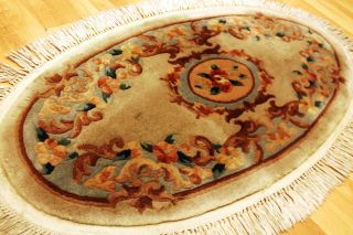 Schöner Ovaler Art Deco China Teppich 130x65 Cm 3118 Tappeto Rug Carpet Bild