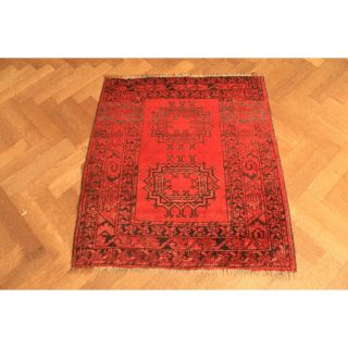 Antiker Alter Afghan Art Deco Old Carpet Rug Tappeto Afghan Handmade 90x105cm Bild