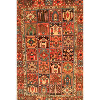 Selten Antiker Handgeknüpfter Orient Perser Teppich Felder Garten Bachtiari Rug Bild