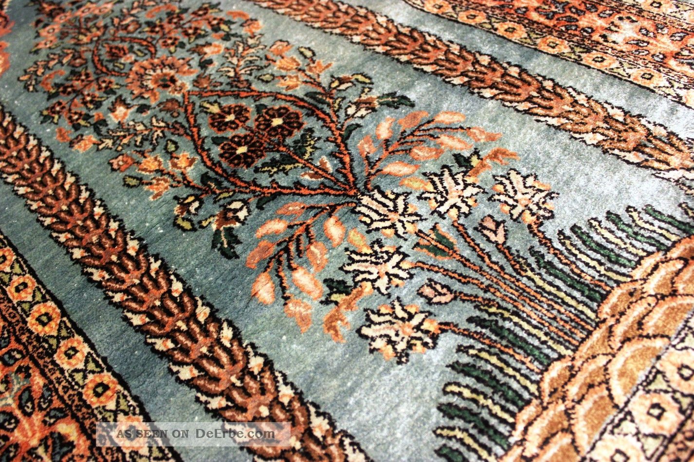 Seidenteppich Vasen Kaschmir Seide  Teppich Silk Old Rug 157x95cm Teppiche & Flachgewebe Bild